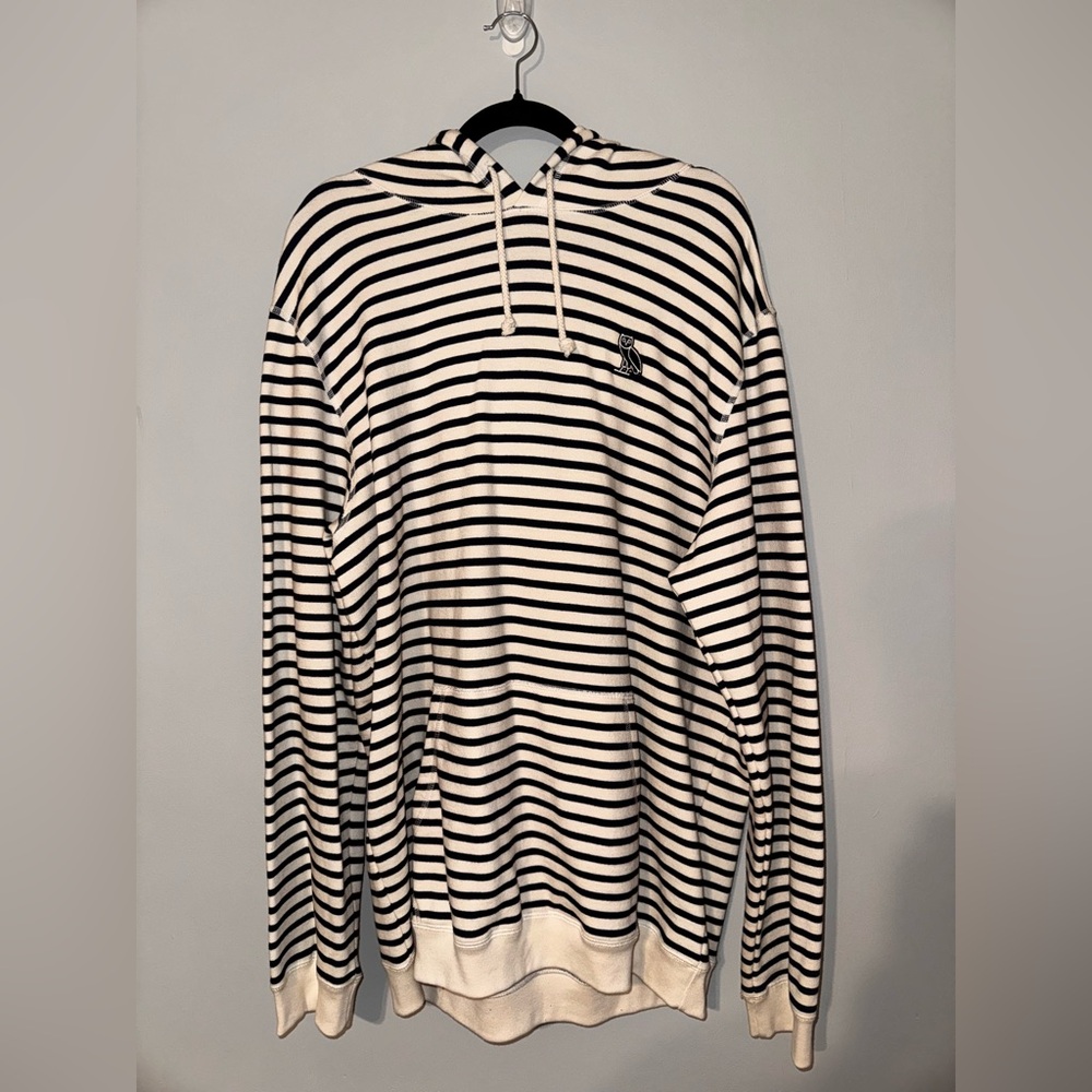 Black and White Striped Men's Hoodie